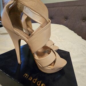 Madden Girl Beige Strappy Heels